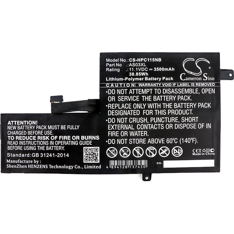 11.1V, 3500mAh, Li-Polymer Battery fits Hp, 1bs76ut, 1fx82utaba, 38.85Wh