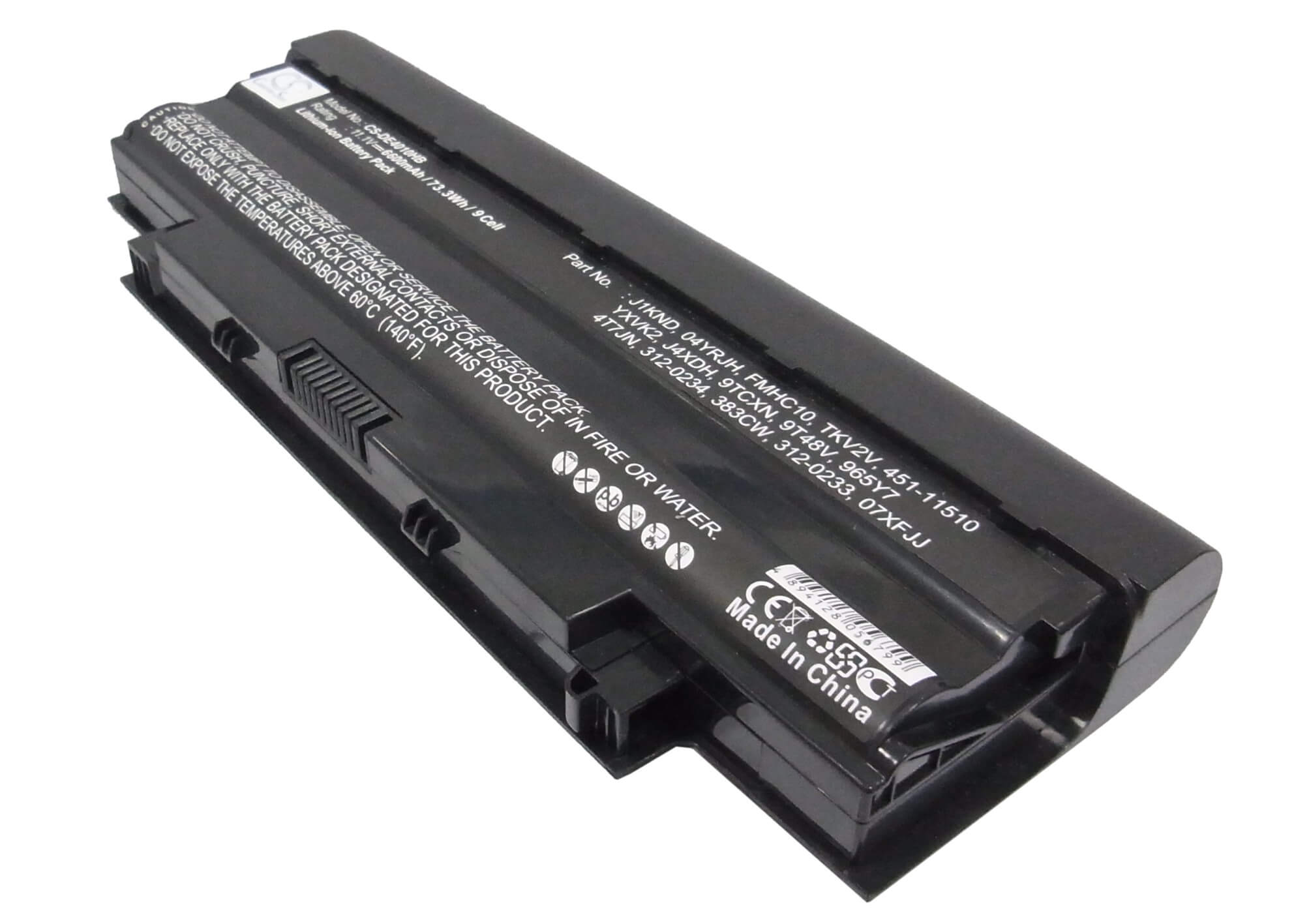 11.1V, 6600mAh, Li-ion Battery fits Dell, 1445, Inspiron 13r, 73.26Wh