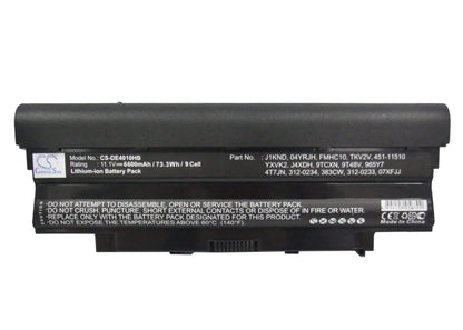 11.1V, 6600mAh, Li-ion Battery fits Dell, 1445, Inspiron 13r, 73.26Wh