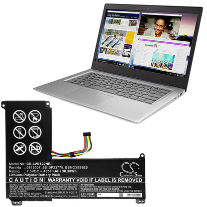 7.5V, 4050mAh, Li-Polymer Battery fits Lenovo, Ideapad 120s-14, Ideapad 120s-14iap, 30.375Wh
