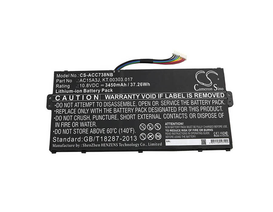 10.8V, 3450mAh, Li-ion Battery fits Acer, Cb3-131, Cb5-132t, 37.26Wh