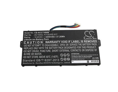10.8V, 3450mAh, Li-ion Battery fits Acer, Cb3-131, Cb5-132t, 37.26Wh