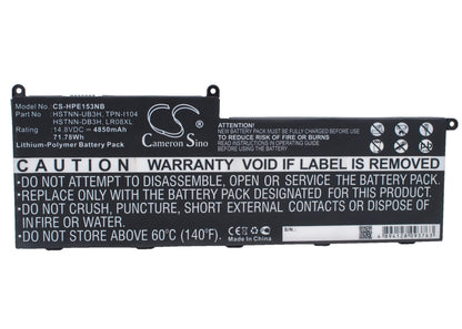 14.8V, 4850mAH, Li-Polymer Battery fits Hp, 15-3300, Envy 15-3000, 71.78Wh