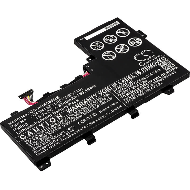15.2V, 3300mAh, Li-Polymer Battery fits Asus, Q524u, Q524uq-bbi7t14, 50.16Wh