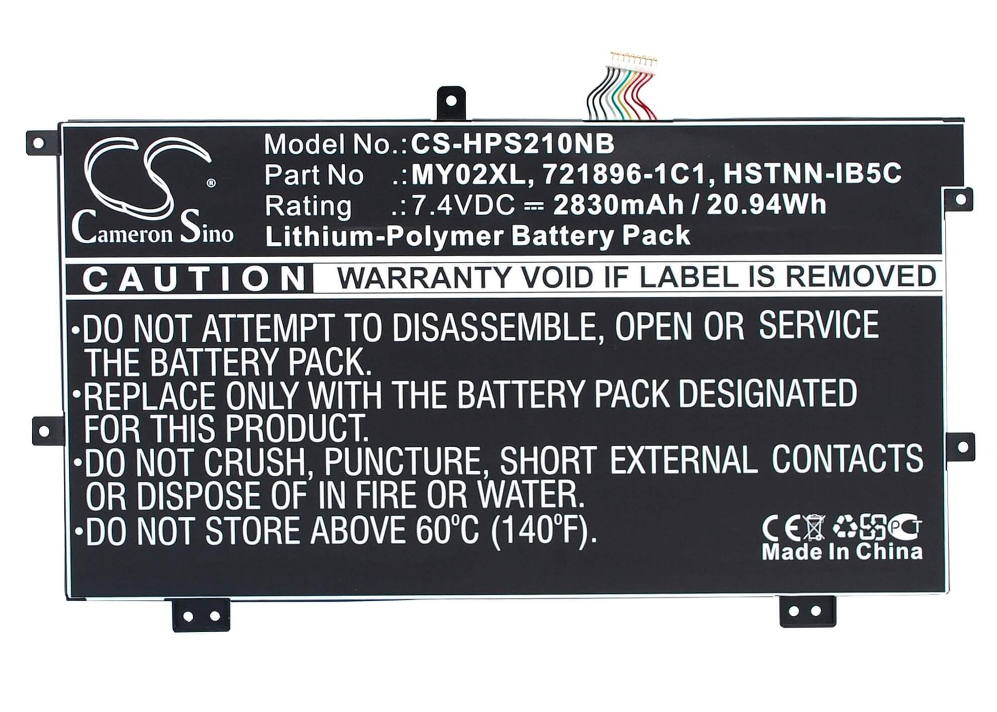 7.4V, 2830mAh, Li-Polymer Battery fits Hp, Pavilion 11", Pavilion 11-h000, 20.942Wh