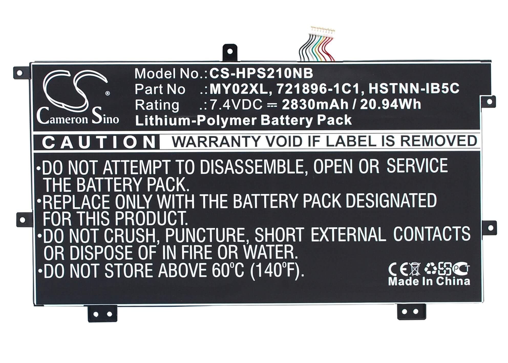 7.4V, 2830mAh, Li-Polymer Battery fits Hp, Pavilion 11", Pavilion 11-h000, 20.942Wh