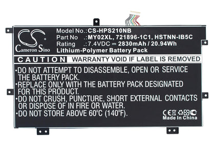 7.4V, 2830mAh, Li-Polymer Battery fits Hp, Pavilion 11", Pavilion 11-h000, 20.942Wh