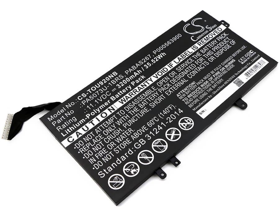 11.1V, 3200mAh, Li-Polymer Battery fits Toshiba, Satellite U920t, Satellite U920t-100, 35.52Wh