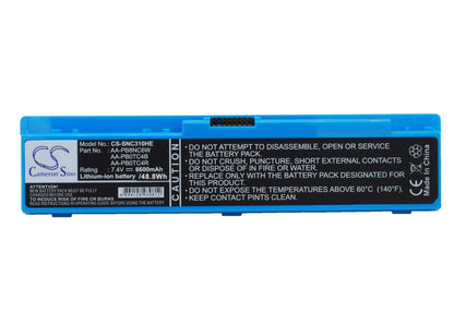 Blue, 7.4V, 6600mAh, Li-ion Battery fits Samsung, N310, N310-13gb, 48.84Wh