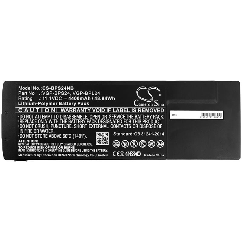 11.1V, 4400mAh, Li-Polymer Battery fits Sony, Pcg-41215l, Pcg-41216l, 48.84Wh