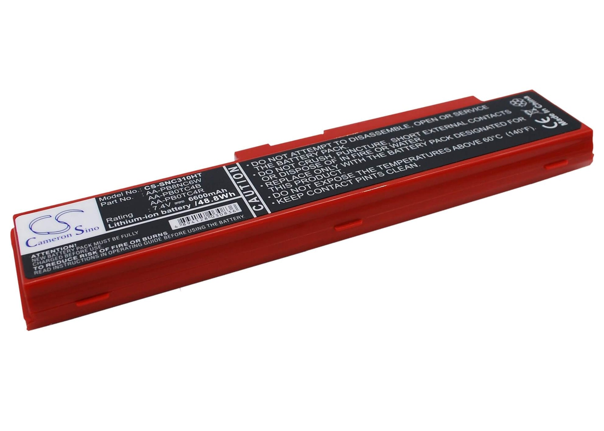 Red, 7.4V, 6600mAh, Li-ion Battery fits Samsung, N310, N310-13gb, 48.84Wh