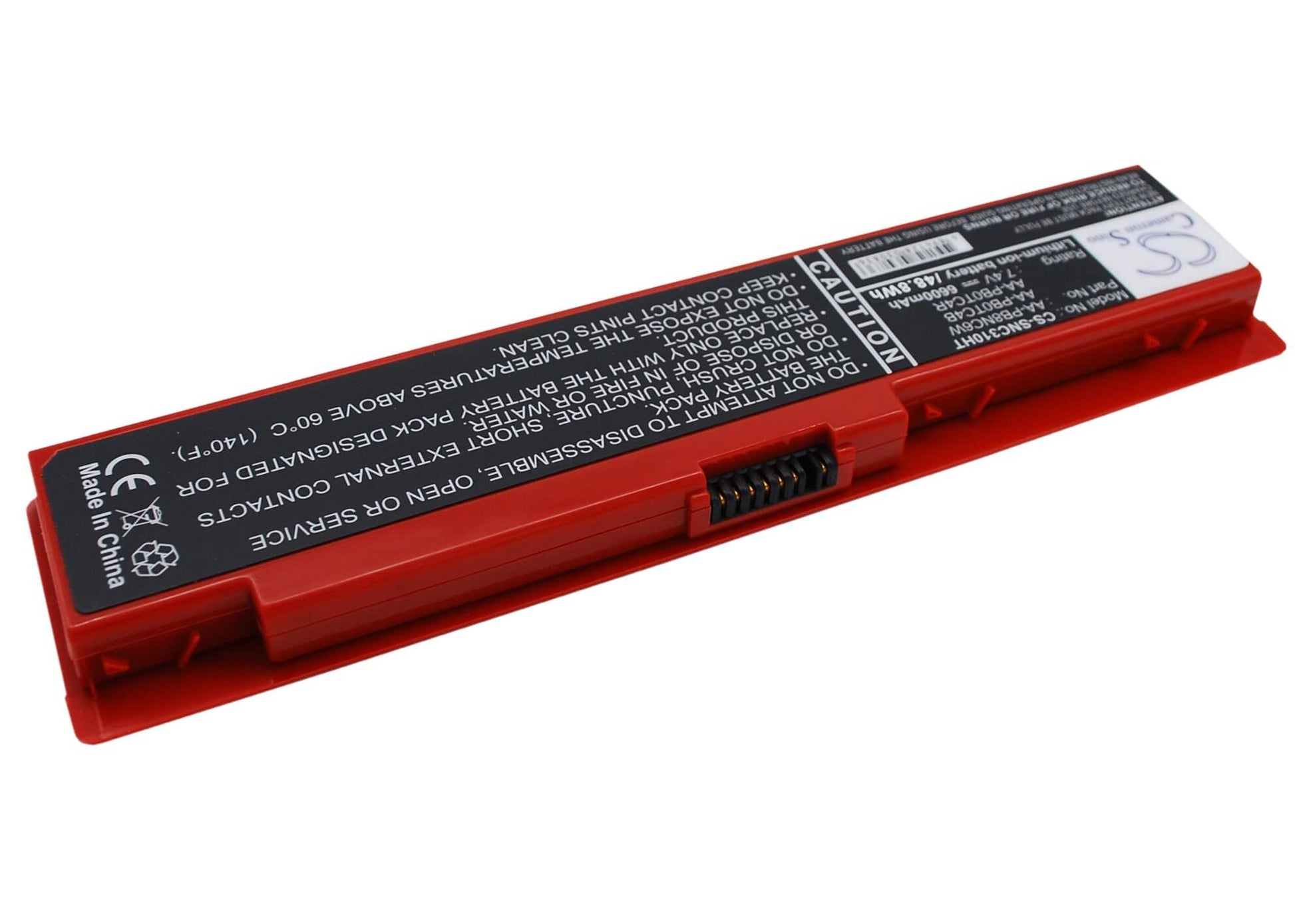 Red, 7.4V, 6600mAh, Li-ion Battery fits Samsung, N310, N310-13gb, 48.84Wh