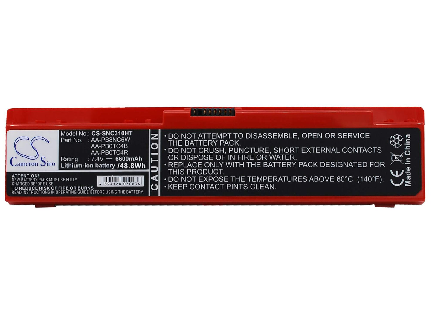 Red, 7.4V, 6600mAh, Li-ion Battery fits Samsung, N310, N310-13gb, 48.84Wh
