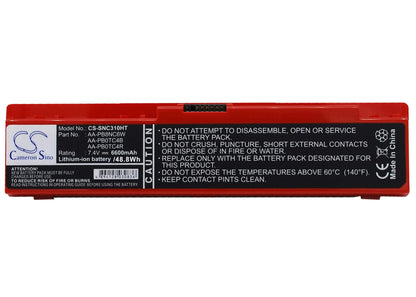 Red, 7.4V, 6600mAh, Li-ion Battery fits Samsung, N310, N310-13gb, 48.84Wh