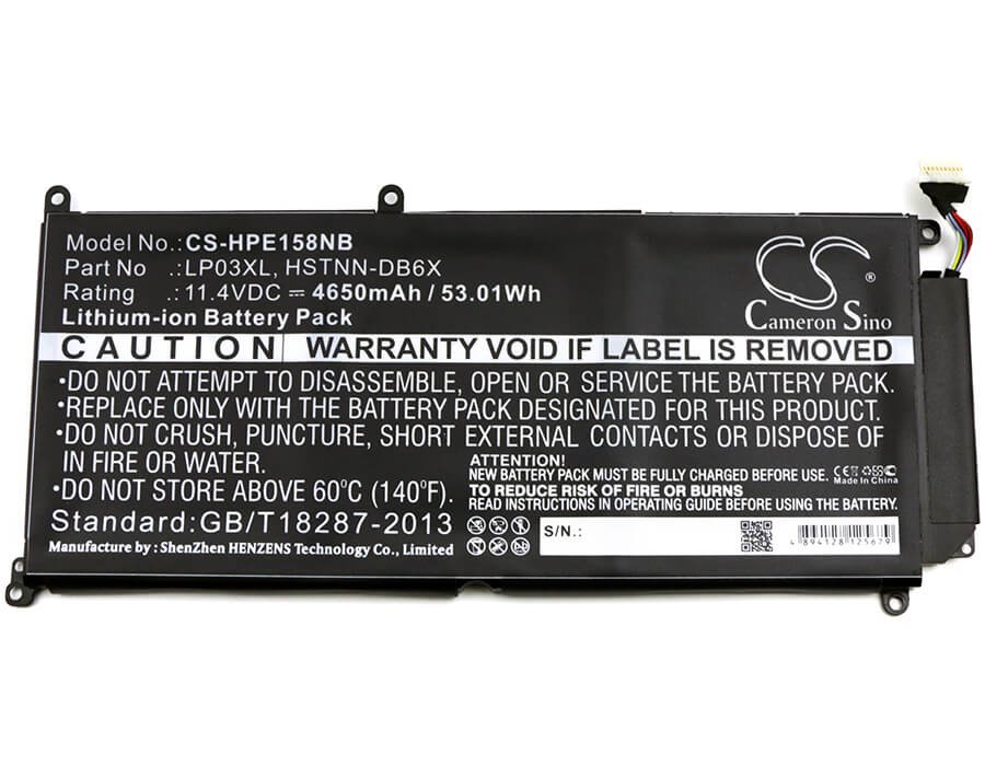 11.4V, 4650mAh, Li-ion Battery fits Hp, Envy 14-j001xx, Envy 14-j004tx, 53.01Wh