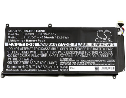11.4V, 4650mAh, Li-ion Battery fits Hp, Envy 14-j001xx, Envy 14-j004tx, 53.01Wh