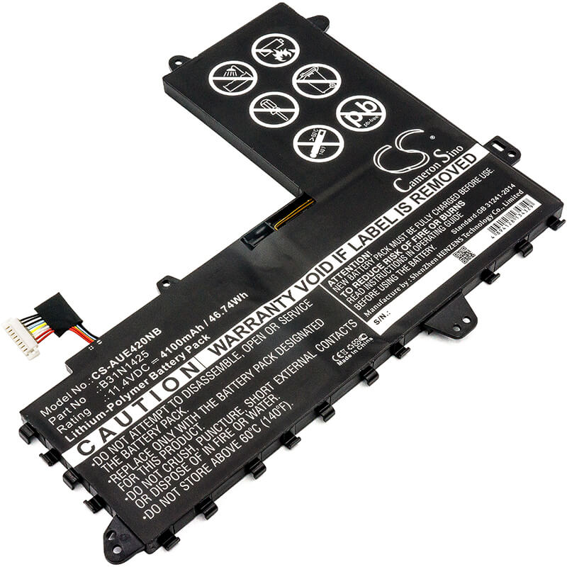 11.4V, 4100mAh, Li-Polymer Battery fits Asus, E402ma, E402ma-1r, 46.74Wh