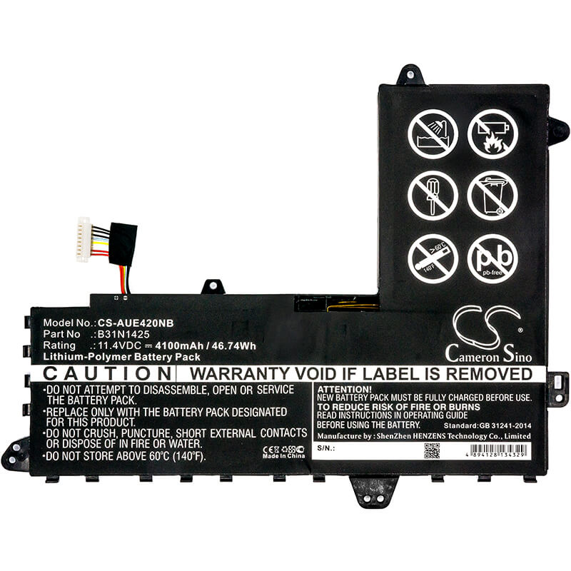 11.4V, 4100mAh, Li-Polymer Battery fits Asus, E402ma, E402ma-1r, 46.74Wh