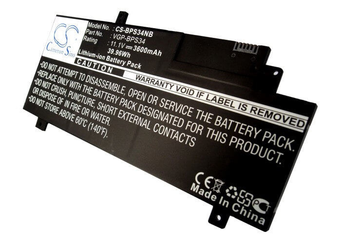 11.1V, 3600mAh, Li-ion Battery fits Sony, F15a16, F15a16sc, 39.96Wh