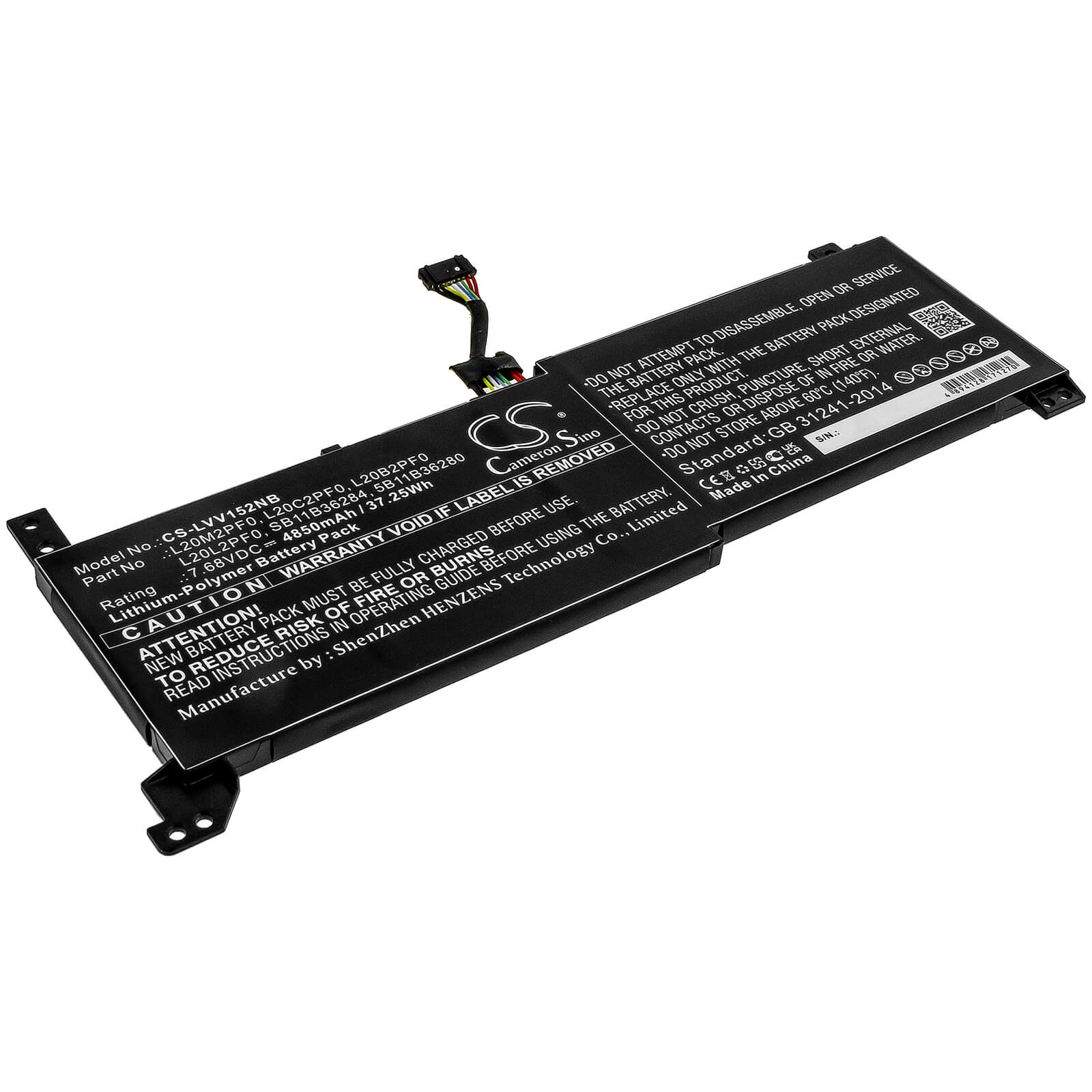 7.68V, 4850mAh, Li-Polymer Battery fits Lenovo, Ideapad 3 14alc6, Ideapad 3 14itl6, 37.248Wh