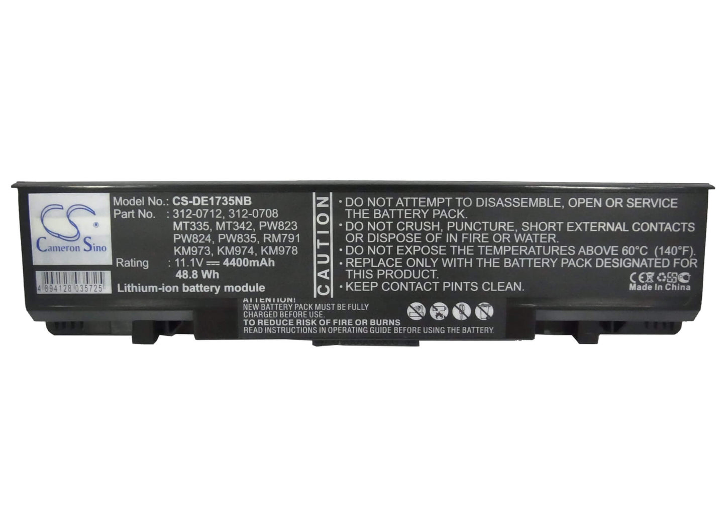 11.1V, 4400mAh, Li-ion Battery fits Dell, Studio 1735, Studio 1736, 48.84Wh