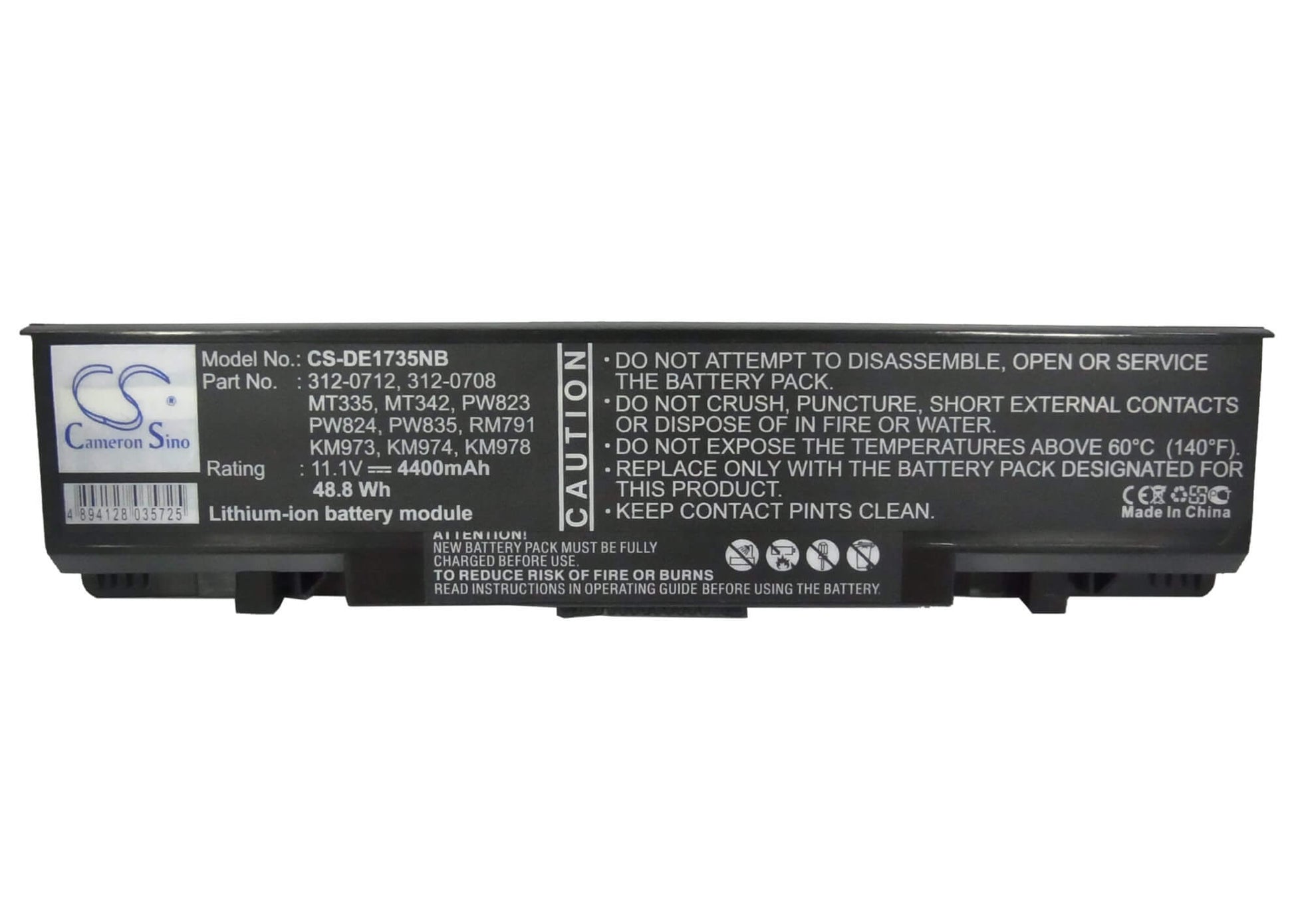 11.1V, 4400mAh, Li-ion Battery fits Dell, Studio 1735, Studio 1736, 48.84Wh
