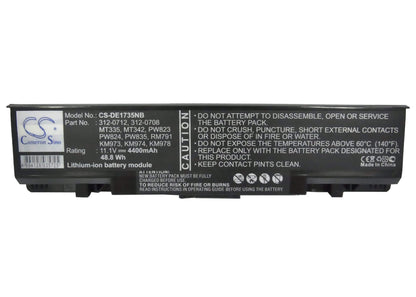 11.1V, 4400mAh, Li-ion Battery fits Dell, Studio 1735, Studio 1736, 48.84Wh