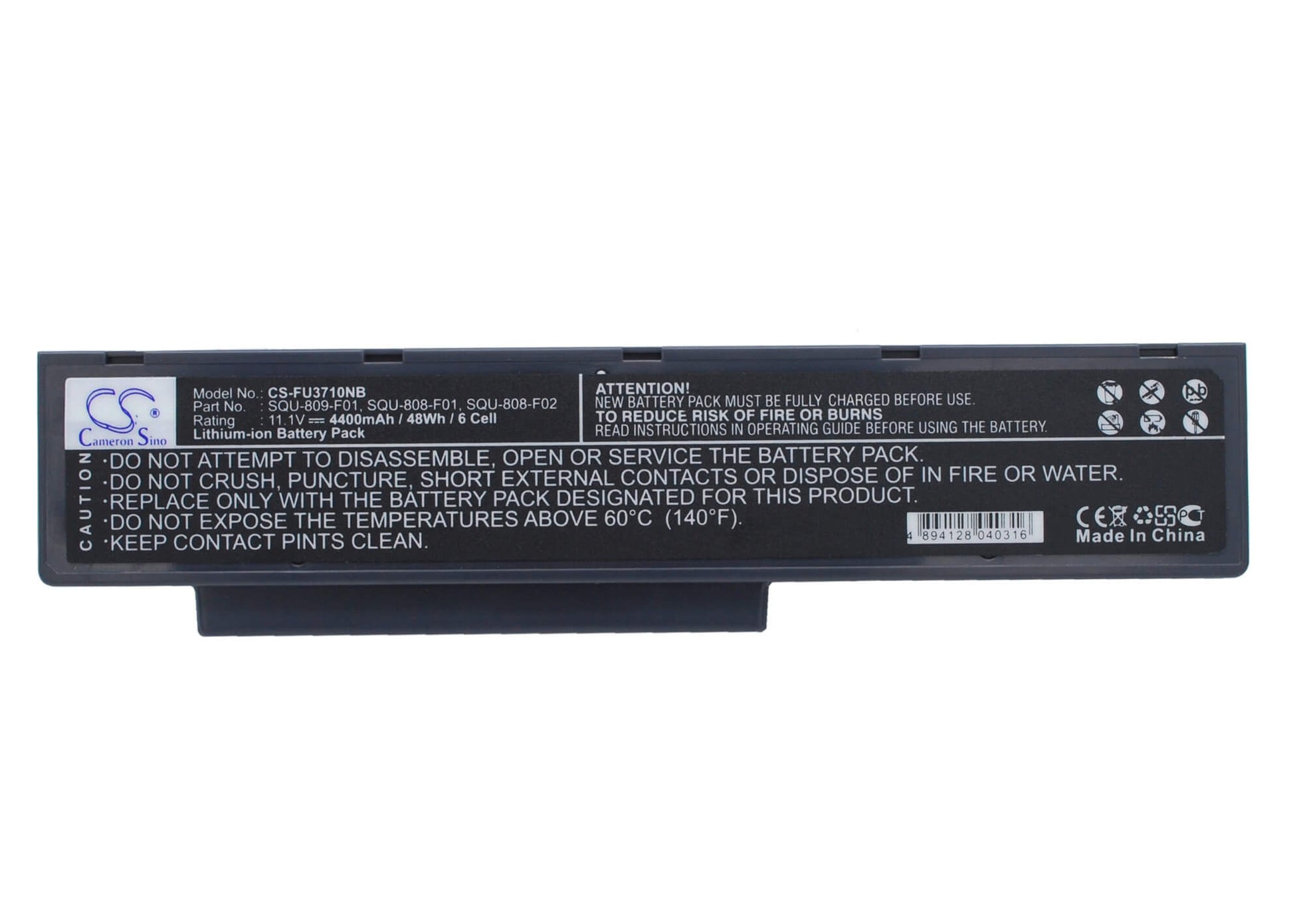11.1V, 4400mAh, Li-ion Battery fits Fujitsu, Amilo Li3710, Amilo Li3910, 48.84Wh