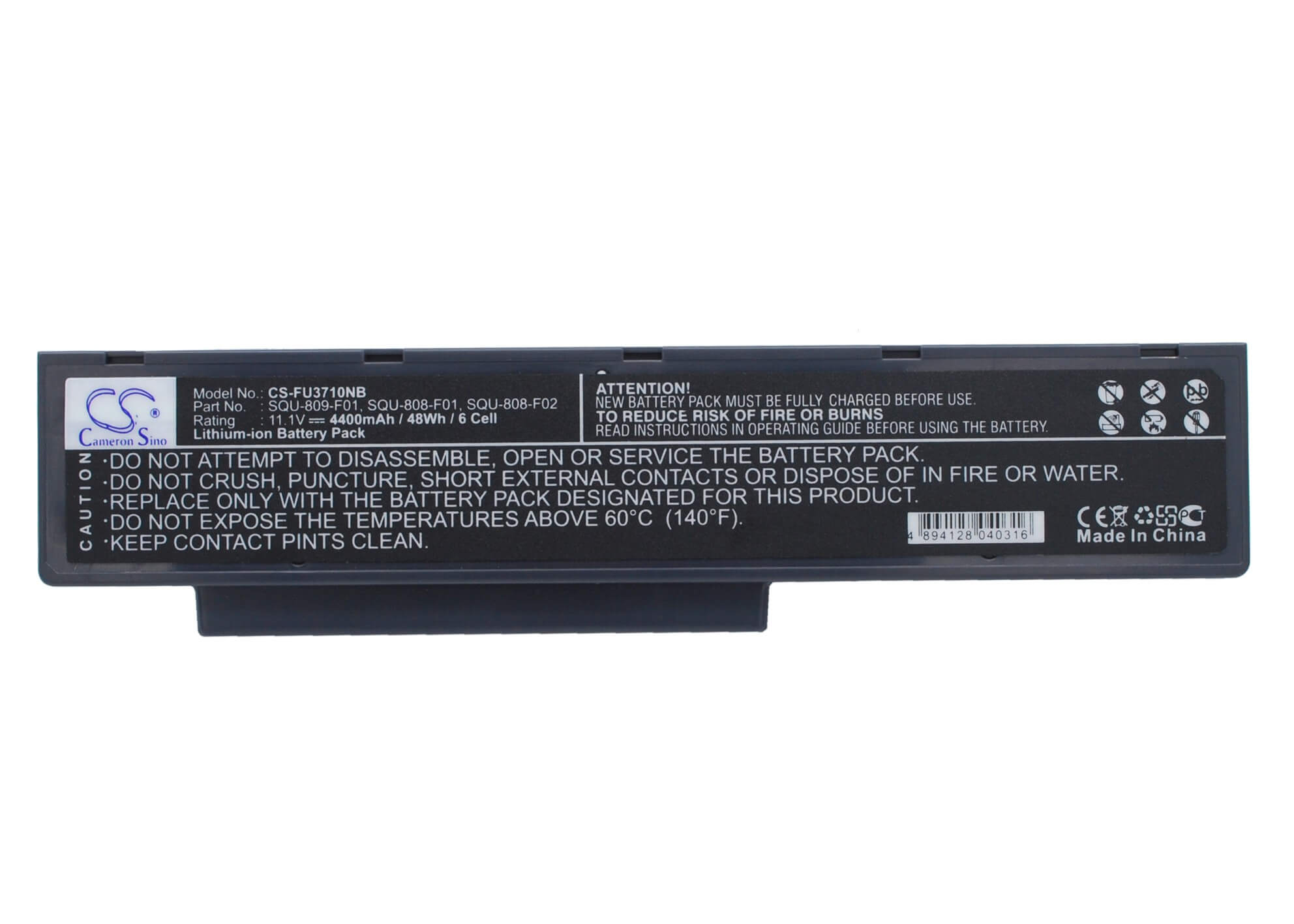 11.1V, 4400mAh, Li-ion Battery fits Fujitsu, Amilo Li3710, Amilo Li3910, 48.84Wh