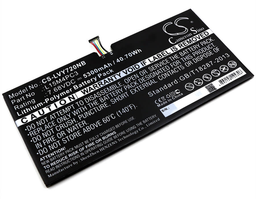 7.68V, 5300mAh, Li-Polymer Battery fits Lenovo, Ideapad Miix 720, Ideapad Miix 720-12ikb, 40.704Wh