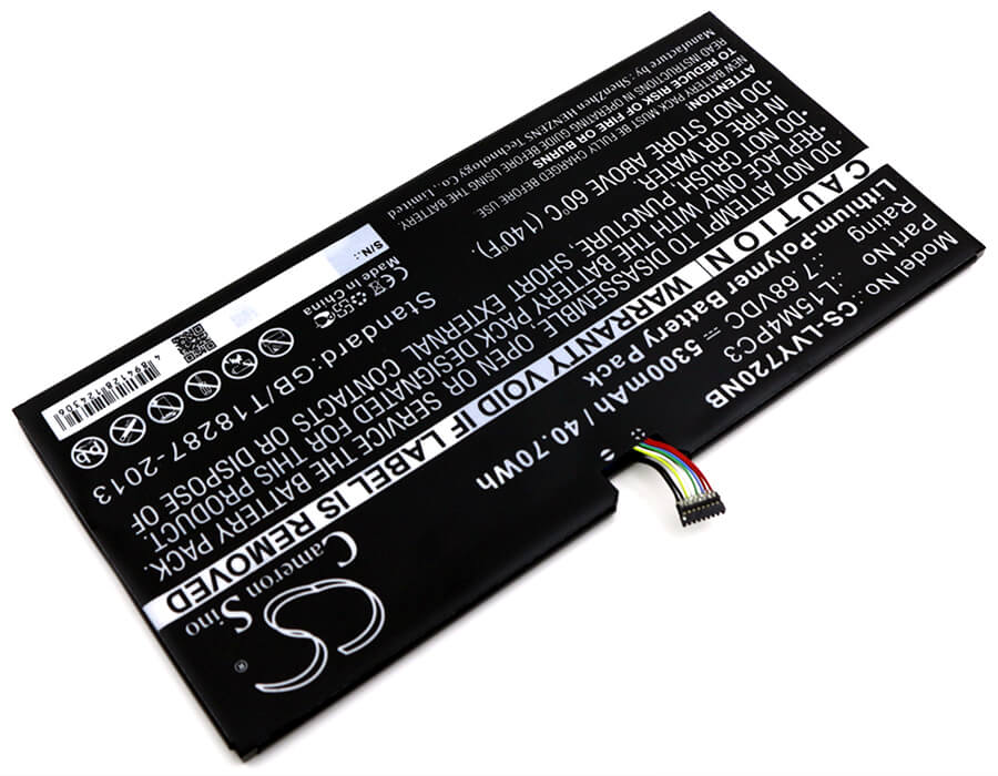 7.68V, 5300mAh, Li-Polymer Battery fits Lenovo, Ideapad Miix 720, Ideapad Miix 720-12ikb, 40.704Wh