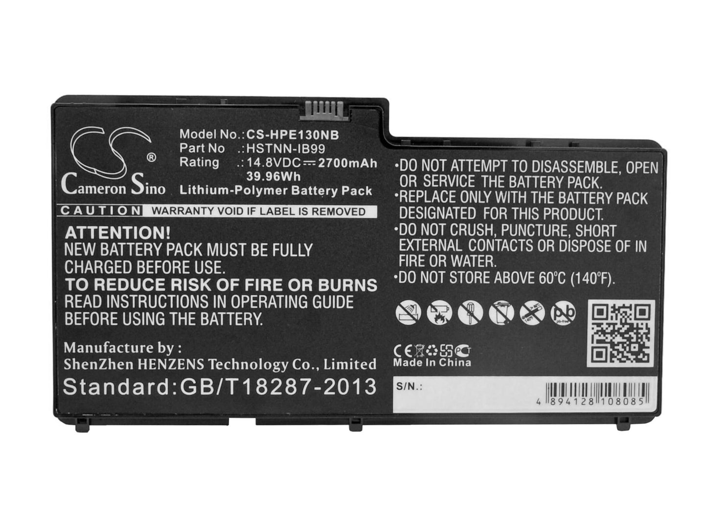 14.8V, 2700mAh, Li-Polymer Battery fits Hp, Envy 13, Envy 13-1000, 39.96Wh