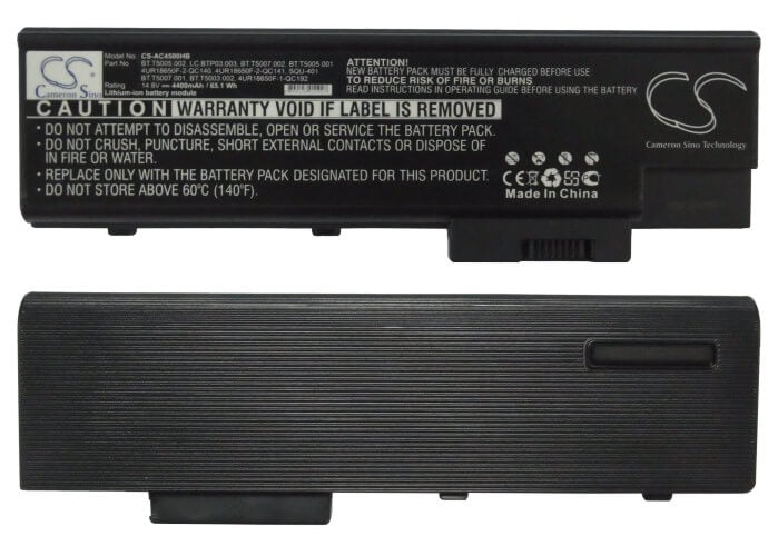 14.8V, 4400mAh, Li-ion Battery fits Acer, Aspire 1410, Aspire 1411, 65.12Wh