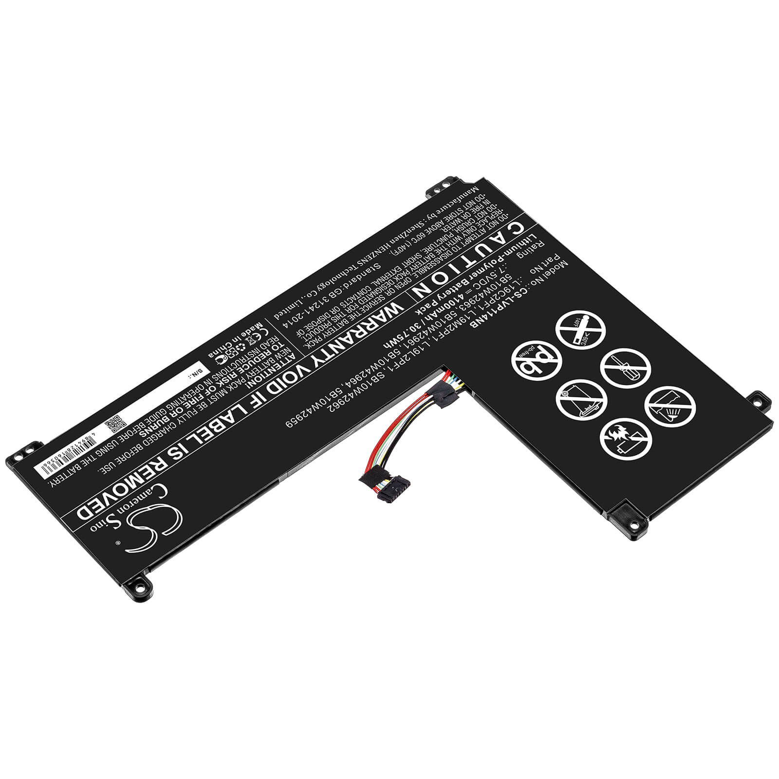 7.5V, 4100mAh, Li-Polymer Battery fits Lenovo, Ideapad 1-11igl05, Ideapad 1-14igl05, 30.75Wh