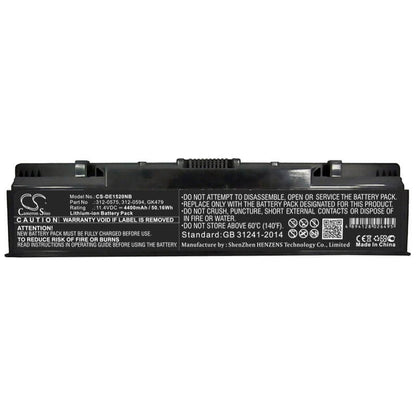 11.4V, 4400mAh, Li-ion Battery fits Dell, Inspiron 1520, Inspiron 1521, 50.16Wh