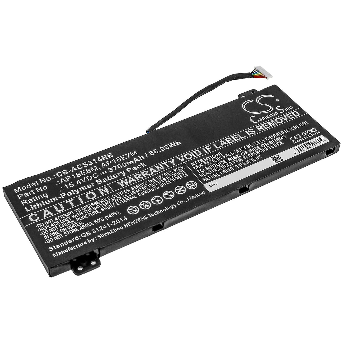 15.4V, 3700mAh, Li-Polymer Battery fits Acer, Aspire 7 715-74g-52mv, Aspire 7 A715-74, 56.98Wh