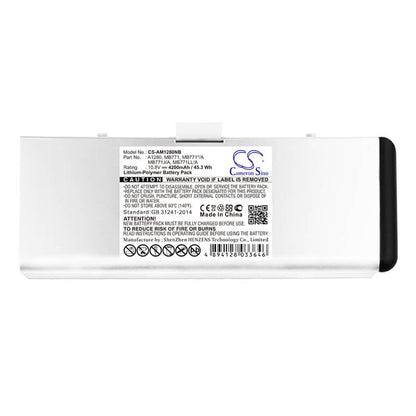 10.8V, 4200mAh, Li-Polymer Battery fits Apple, Macbook 13" A1278, Macbook 13" Aluminum Unibody 2, 45.36Wh