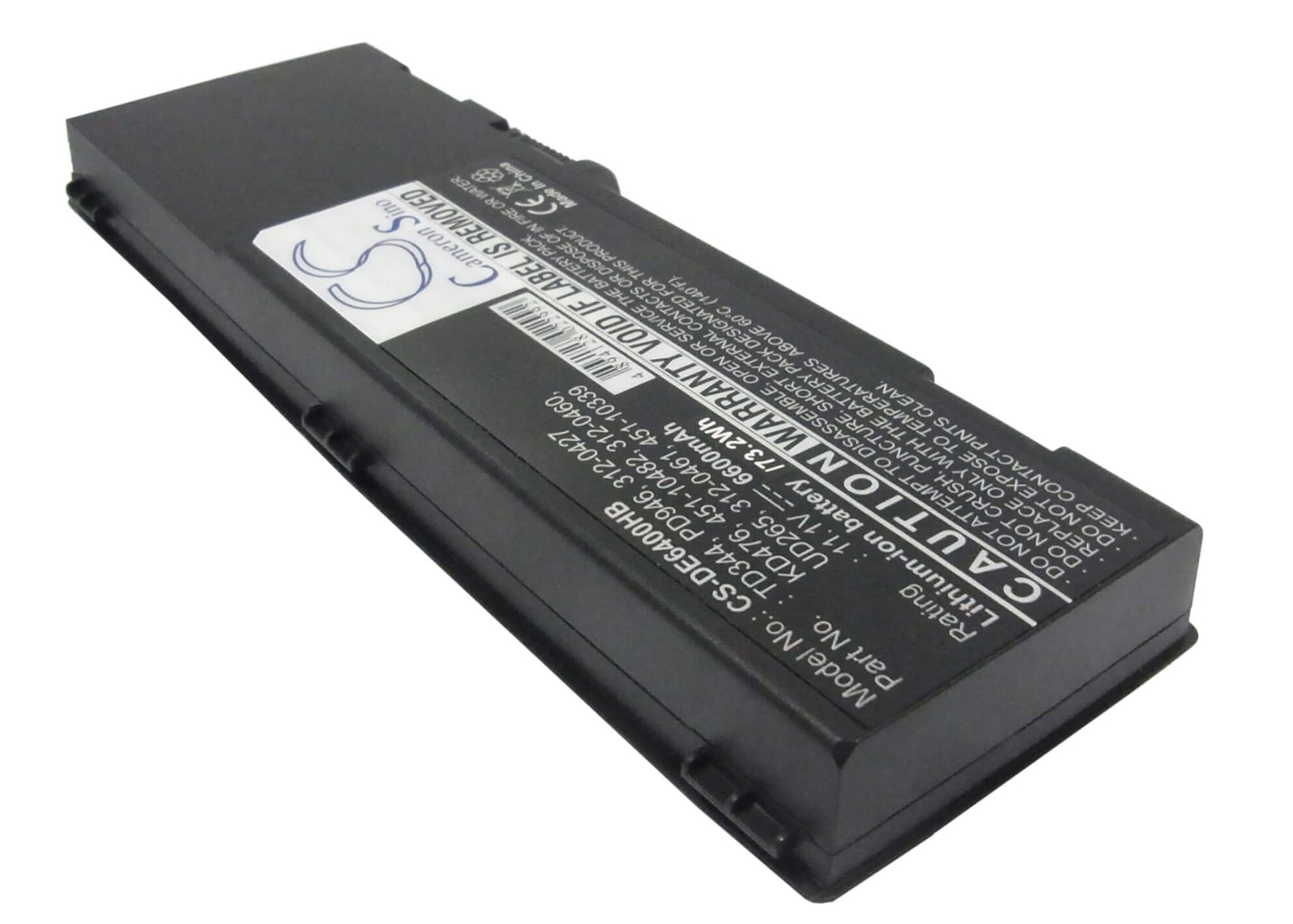CS-DE6400HB, Notebook, Laptop 11.1V, 6600mAh, Li-ion Battery fits Dell, Inspiron 1501, Inspiron 6400, 73.26Wh