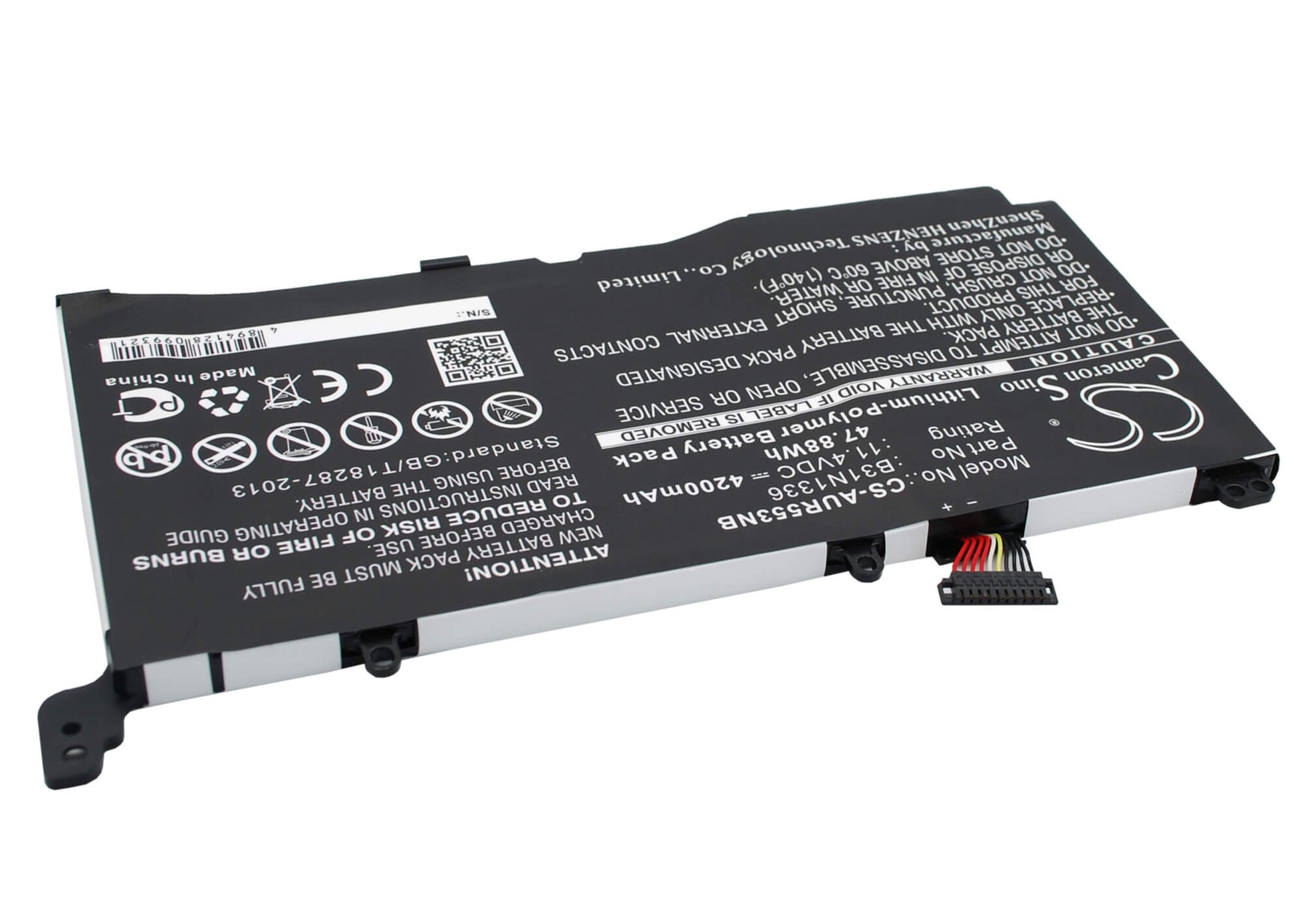 11.4V, 4200mAh, Li-Polymer Battery fits Asus, A551ln, K551la Serie, 47.88Wh
