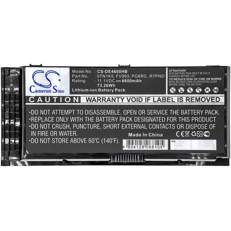 11.1V, 6600mAh, Li-ion Battery fits Dell, Precision M4600, Precision M4600 Mobile Worksta, 73.26Wh