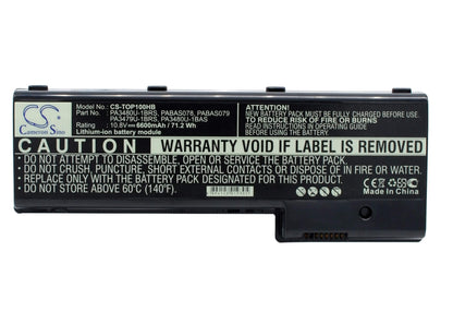 10.8V, 6600mAh, Li-ion Battery fits Toshiba, Satellite P100 Series, Satellite P100-102, 71.28Wh