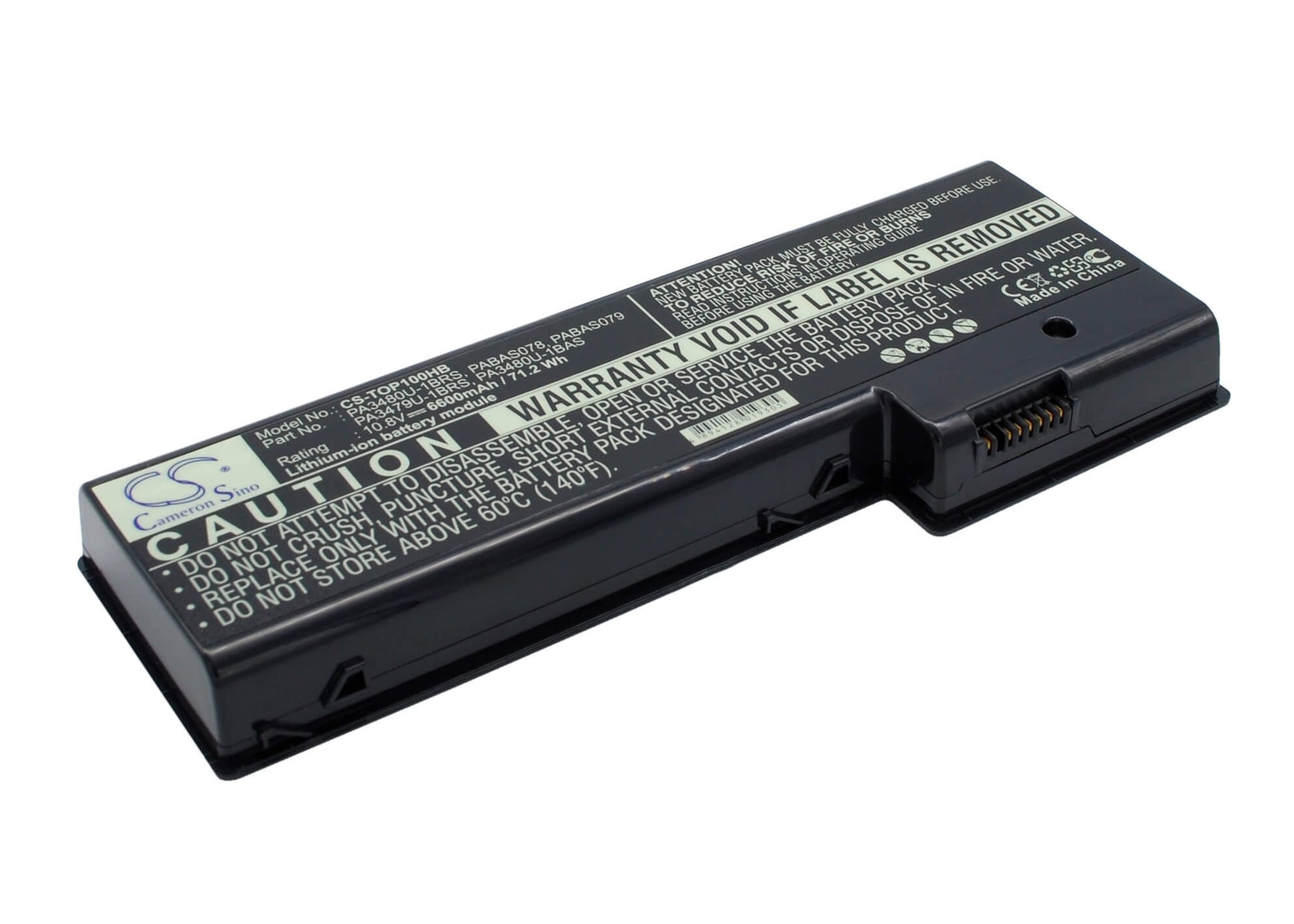 10.8V, 6600mAh, Li-ion Battery fits Toshiba, Satellite P100 Series, Satellite P100-102, 71.28Wh