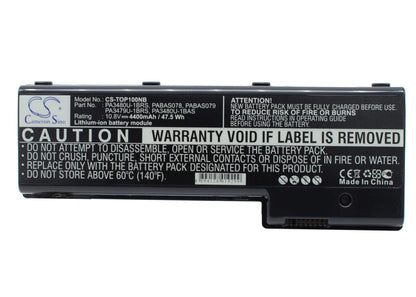 10.8V, 4400mAh, Li-ion Battery fits Toshiba, Satellite P100 Series, Satellite P100-102, 47.52Wh