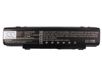 10.8V, 4400mAh, Li-ion Battery fits Toshiba, Dynabook Qosmio T750, Dynabook Qosmio T750/t8a, 47.52Wh