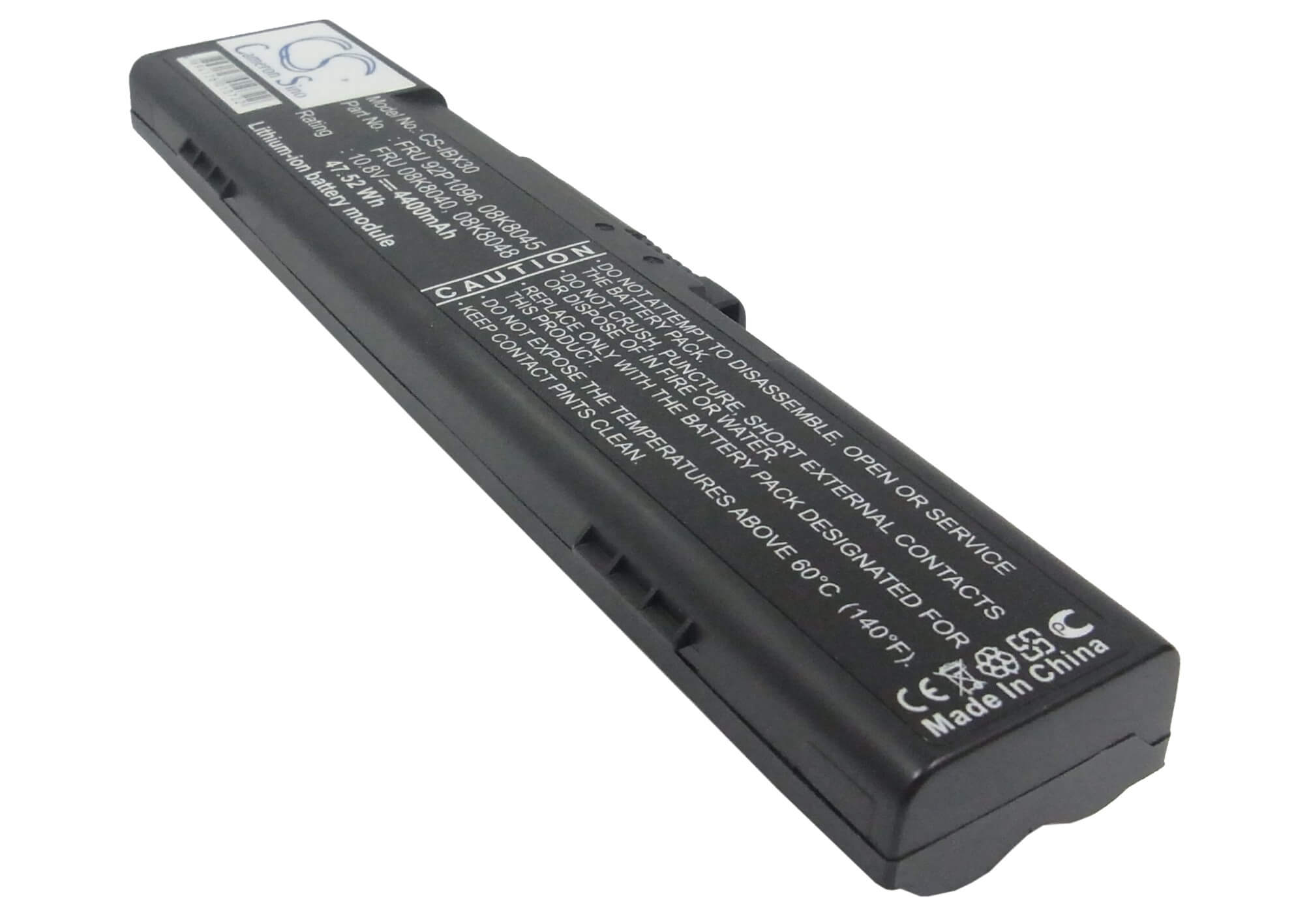 10.8V, 4400mAh, Li-ion Battery fits Ibm, Thinkpad X30, Thinkpad X30-2672, 47.52Wh