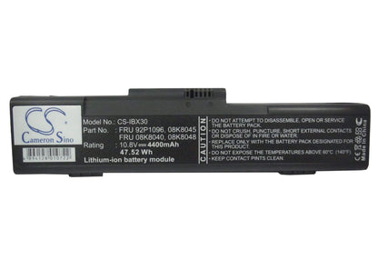 10.8V, 4400mAh, Li-ion Battery fits Ibm, Thinkpad X30, Thinkpad X30-2672, 47.52Wh