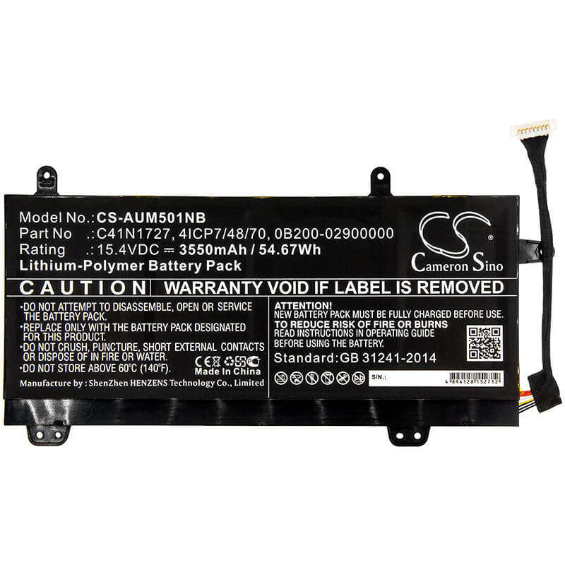 15.4V, 3550mAh, Li-Polymer Battery fits Asus, Gm501gm, Gm501gm-0021a8750h, 54.67Wh