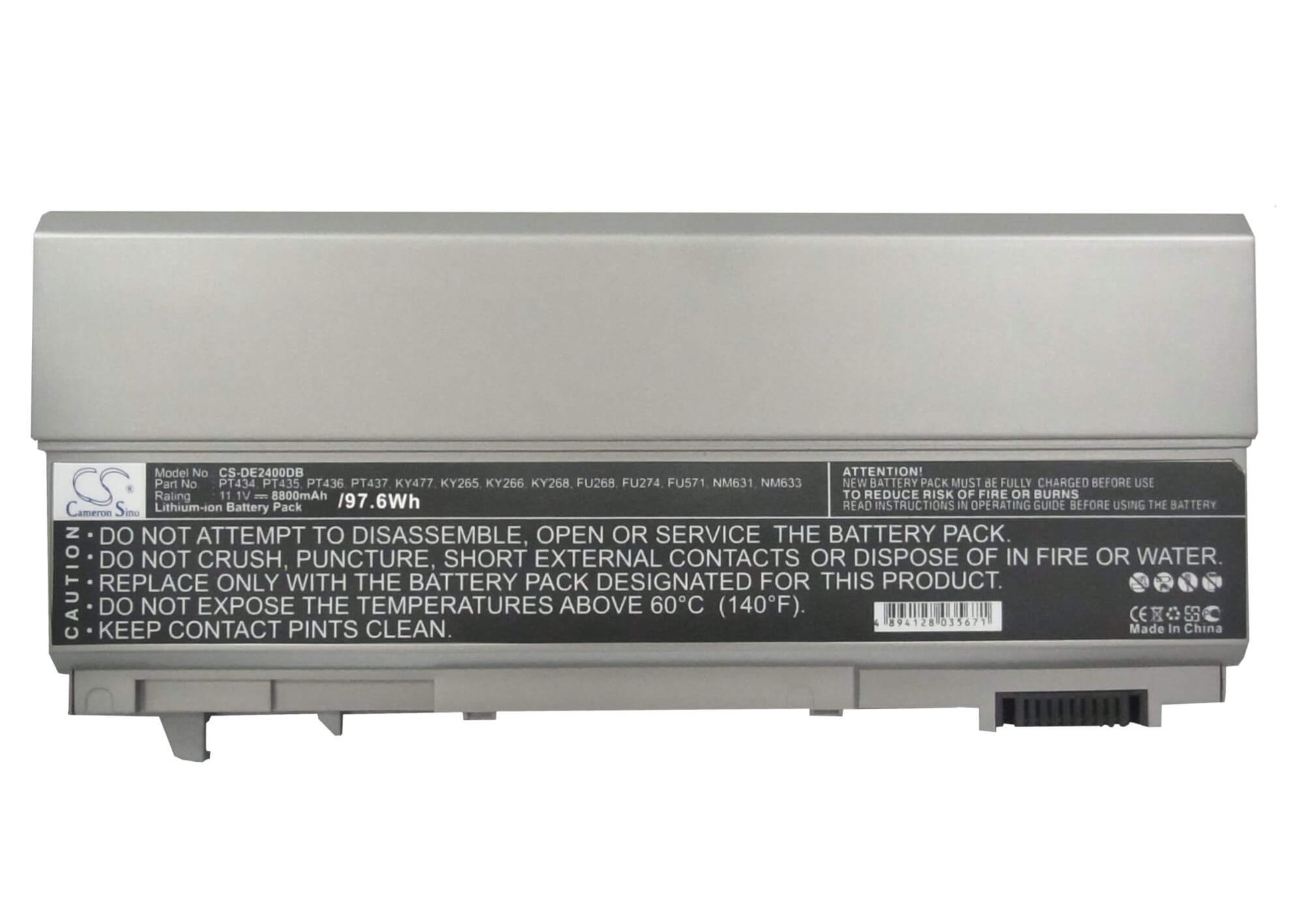 11.1V, 8800mAh, Li-ion Battery fits Dell, Latitude 6400 Atg, Latitude E6400, 97.68Wh