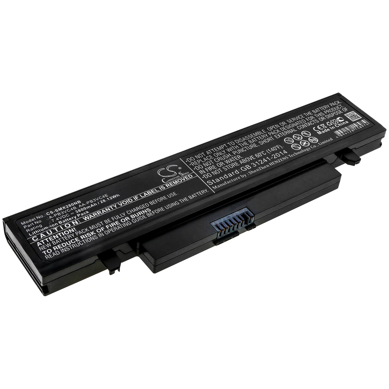 7.4V, 3800mAh, Li-ion Battery fits Samsung, Np-x280, Nt-x125, 28.12Wh
