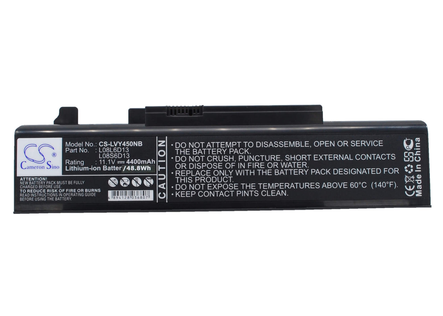 11.1V, 4400mAh, Li-ion Battery fits Lenovo, Ideapad Y450, Ideapad Y450 20020, 48.84Wh